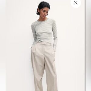 H&M Sage Striped Long Sleeve Top